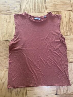 Vince Sleeveless Mock Neck Tank Top - Rust
